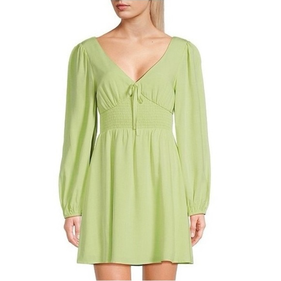 NEW Copper Key Smocked Waist Long Sleeve Green Dress Size L - Picture 14 of 14